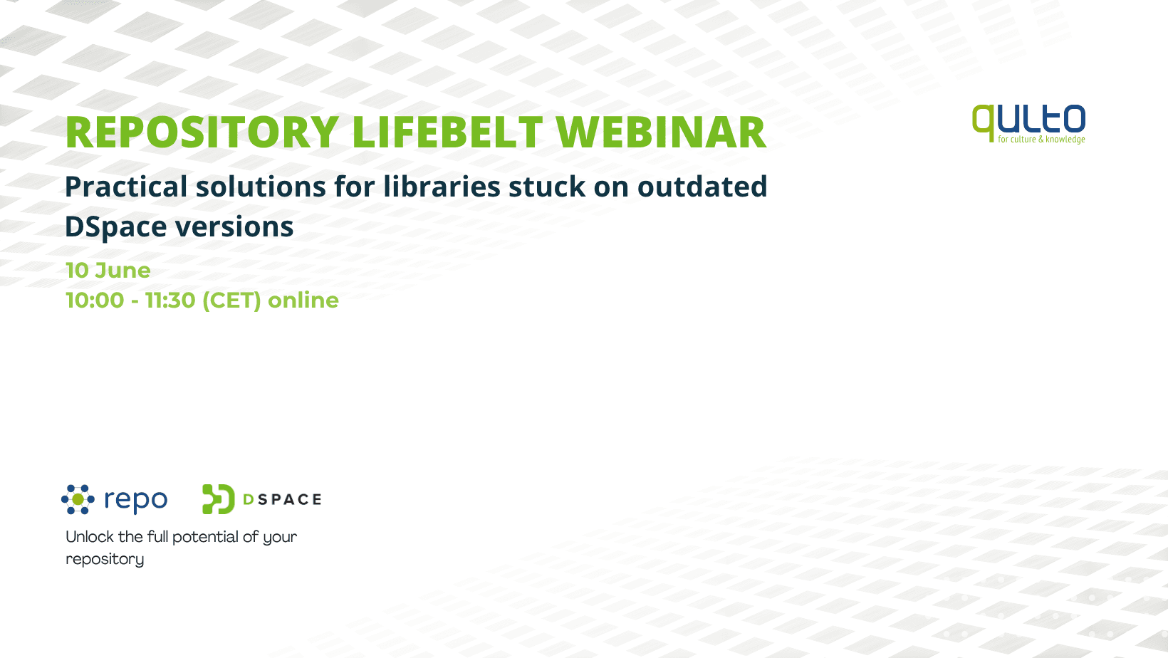 Repository Lifebelt Webinar: Practical solutions for libraries stuck on outdated DSpace versions – 10 June, 10:00–11:30 (CET), online